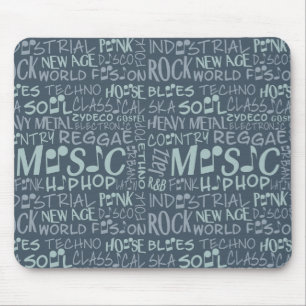 Music Genres Word Collage mousepad