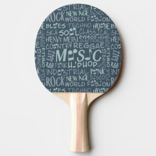 Music Genres Word Collage ping pong paddle