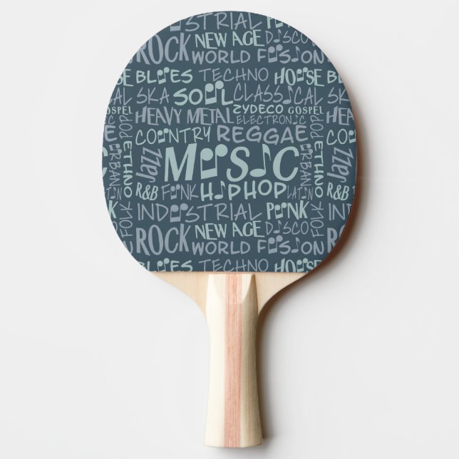 Music Genres Word Collage ping pong paddle (Back)