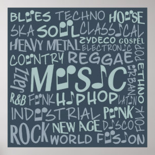 Music Genres Word Collage poster