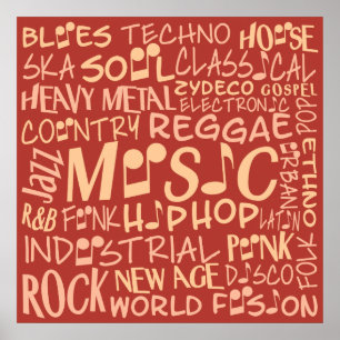 Music Genres Word Collage poster