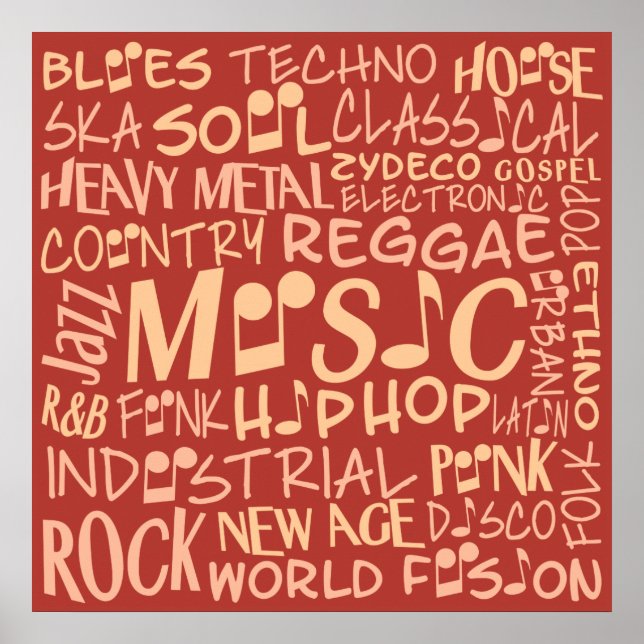 Music Genres Word Collage poster (Front)