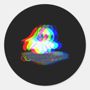 Music Ghost Halloween Techno Rave Halloween Party  Classic Round Sticker