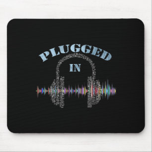 Music Gifts Heartbeats Graphic Quote Plugged In Mu Mouse Mat