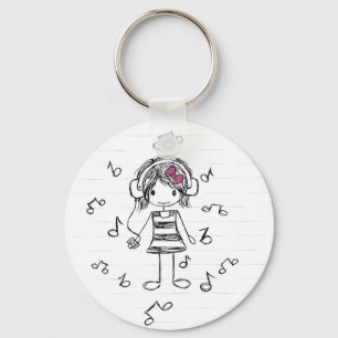 Music Girl Key Ring