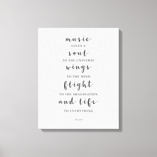 Music Gives A Soul To The Universe, Plato Quote Canvas Print (Front)