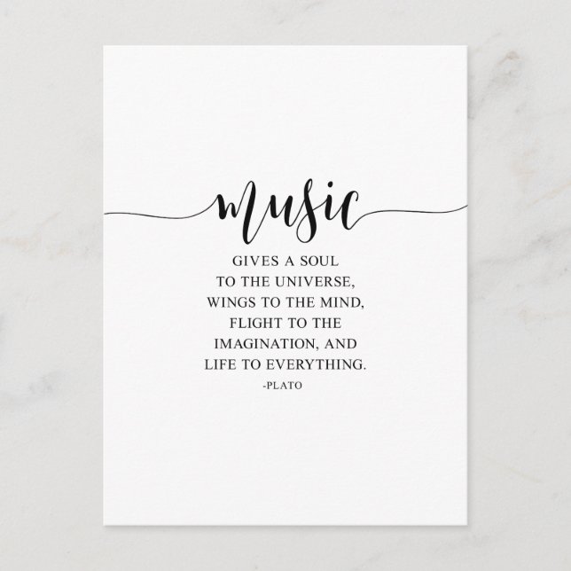 Music Gives A Soul To The Universe, Plato Quote Postcard (Front)