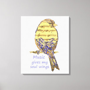 Music Gives My Soul Wings Inspirational Quote Canvas Print