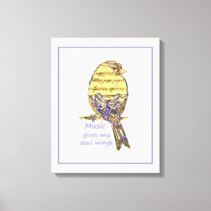 Music Gives My Soul Wings Inspirational Quote Canvas Print