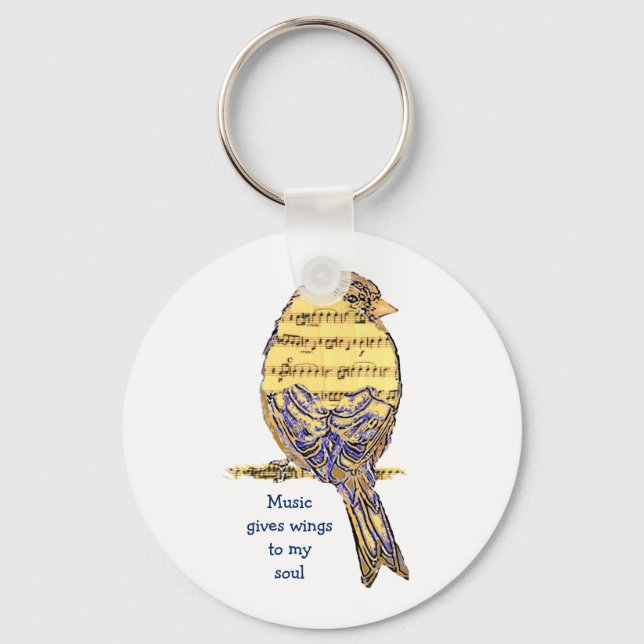 Music gives my soul wings Music Note Bird Key Ring (Front)