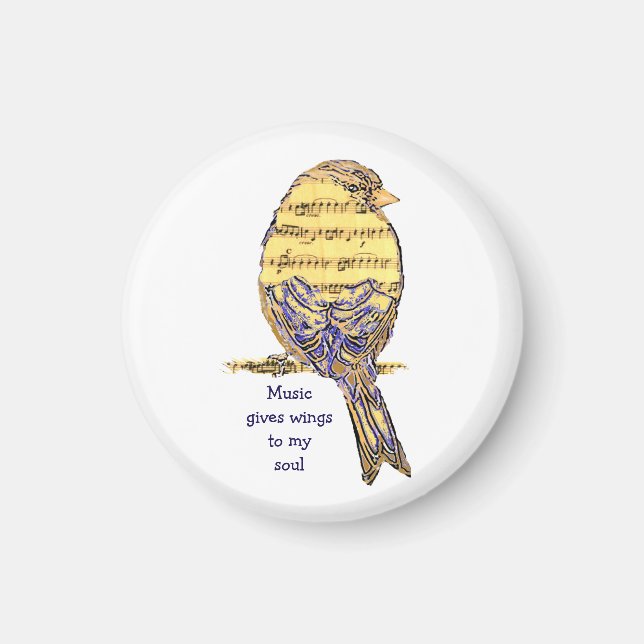 Music gives my soul wings Music Note Bird Magnet (Front)