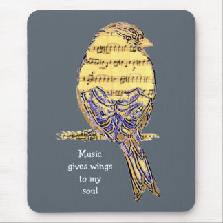 Music gives my soul wings Music Note Bird Mouse Mat