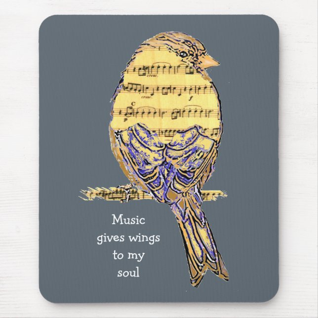 Music gives my soul wings Music Note Bird Mouse Mat (Front)