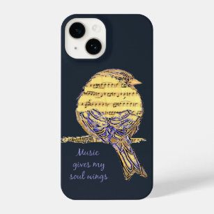 Music Gives My Soul Wings Quote & Music Note Bird iPhone 14 Case