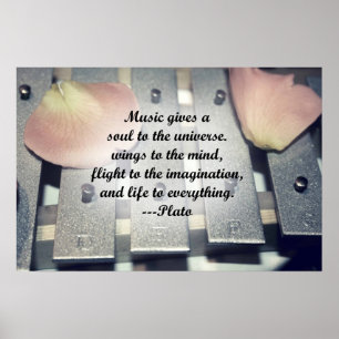 Music gives soul bells rose design poster