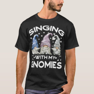 Music Gnome In Cute Karaoke Outfit Singing With M T-Shirt