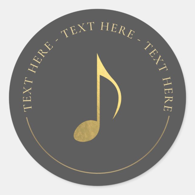 Music Gold Eighth Note Round Sticker (Front)