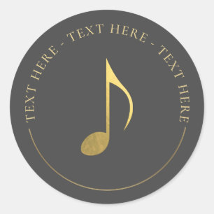 Music Gold Eighth Note Round Sticker