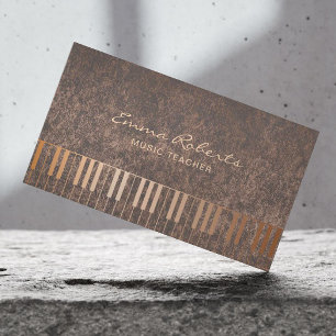 Music Gold Piano Keys Musical Modern Copper Business Card