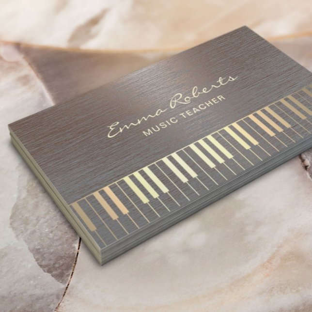 Music Gold Piano Keys Musical Stylish Copper Metal Business Card (Creator Uploaded)