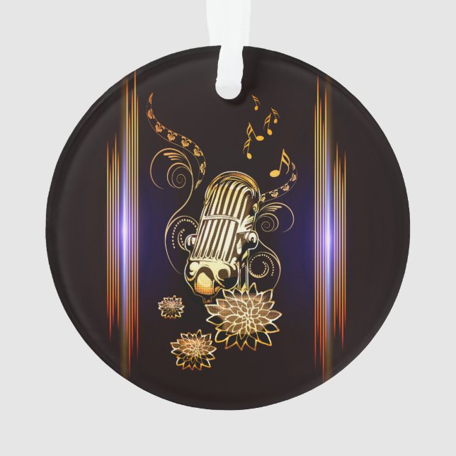 Music, golden microphone ornament (Back)