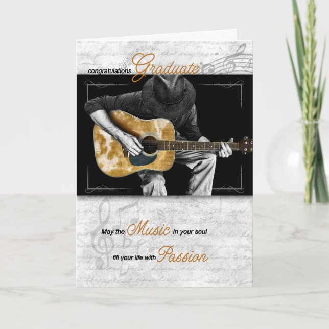 Music Graduate Congratulations Guitarist Card (Front)