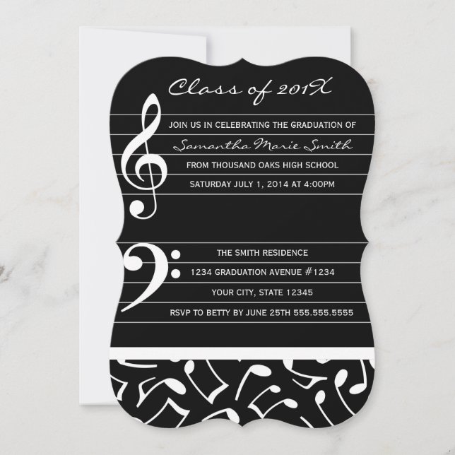 Music Graduation Party Invitation Announcements (Front)