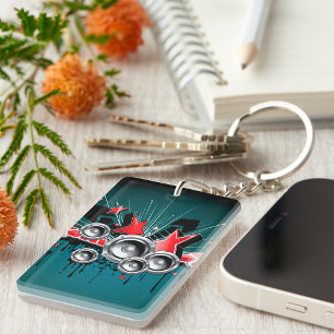 Music Graphic Speakers Audio Key Ring
