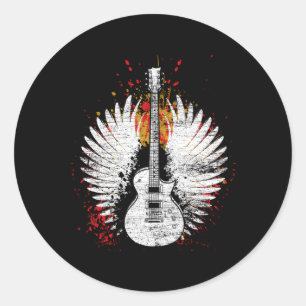 Music Guitar Guitar Black Small Classic Round Sticker