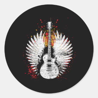 Music Guitar Guitar Black Small Classic Round Sticker
