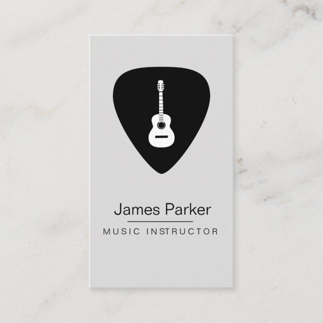 Music Guitar Instructor Logo Minimalist Musician Business Card (Front)