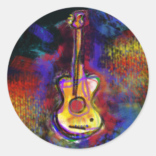 music guitar instrument classic round sticker