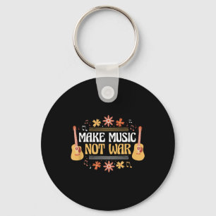 Music - Guitar - Make Music Not War Key Ring