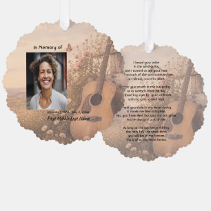 Music Guitar Memorial Prayer Card Photo Keepsake