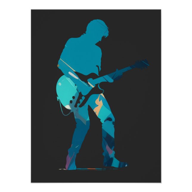 Music Guitar  Player Concert Fun Silhouette Style Poster (Front)