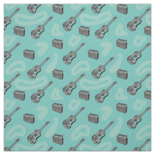 Music Guitar Radio Pattern Choose Colour Fabric