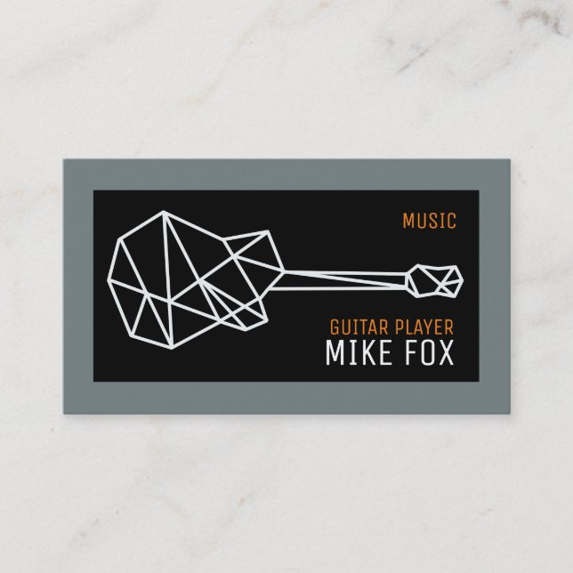 music guitar teacher, professional guitarist business card (Front)