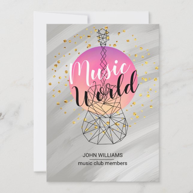 Music Guitar Thank You Watercolor Nature Grey (Front)