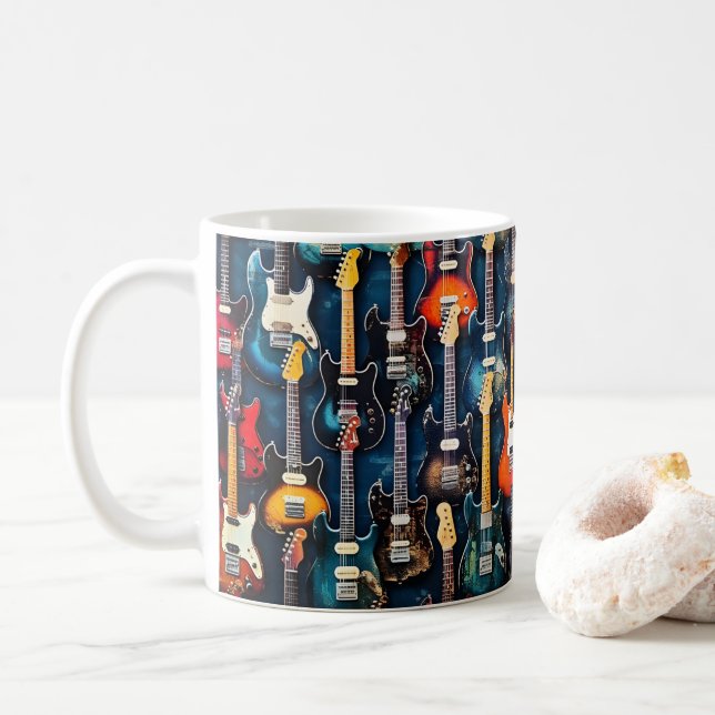 Music Guitars Coffee Mug (With Donut)