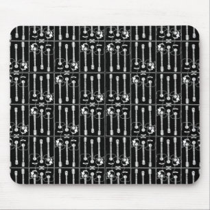 Music guitars pattern black mouse mat