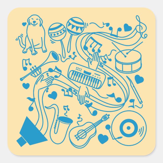 Music Hands - ASL Design Square Sticker (Front)