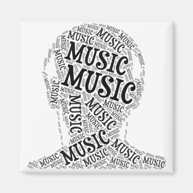 Music head word picture magnet (Front)