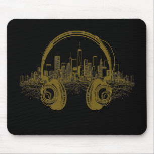 Music Headphone City Rhyme Wonderful Vibes Vector  Mouse Mat