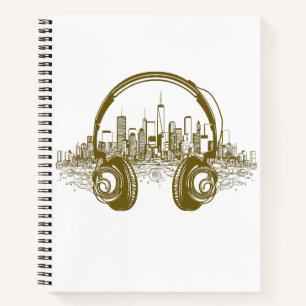 Music Headphone City Rhyme Wonderful Vibes Vector  Notebook
