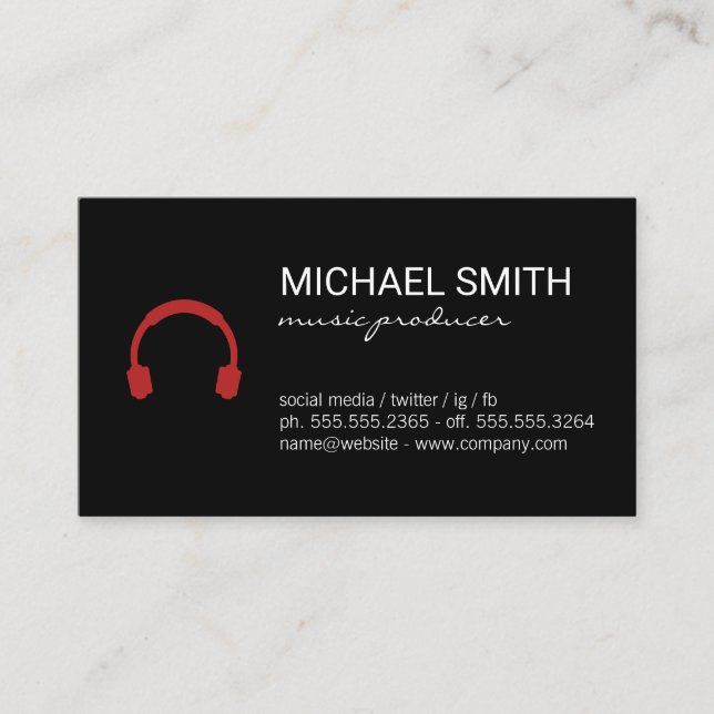 Music Headphones Business Card (Front)