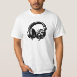 Music Headphones DJ Birthday Party T-Shirt<br><div class="desc">Red Musical Note Custom Fashion Shirt. Customise with any text if you would like.</div>