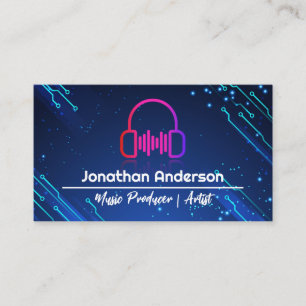 Music Headphones   Electronic Modern Background Business Card