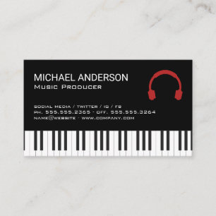 Music Headphones   Keyboard Business Card