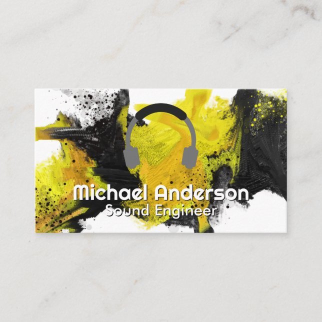 Music Headphones | Watercolor Artistic Business Card (Front)