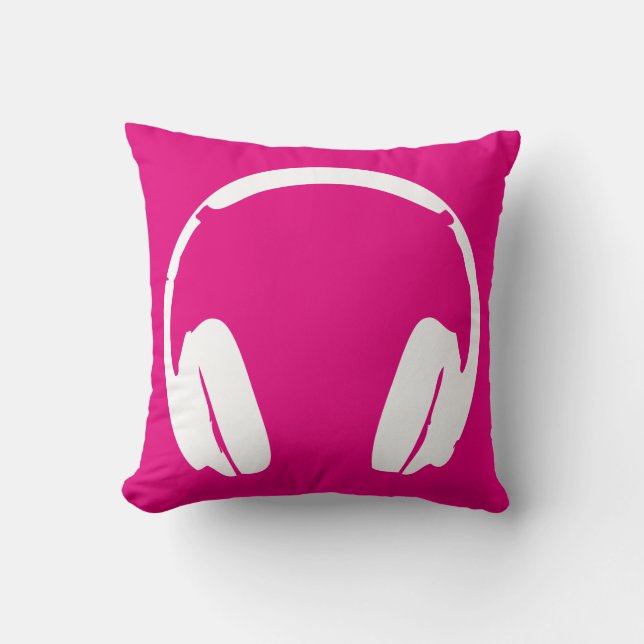 Music Headphones (White/Pink) Cushion (Front)